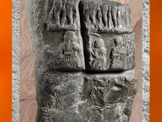 D'après la stèle de Victoire de Sargon, roi d'Akkad, diorite, vers 2300 avjc, époque d'Agadé, butin de Suse, Mésopotamie. (Marsailly/Blogostelle)