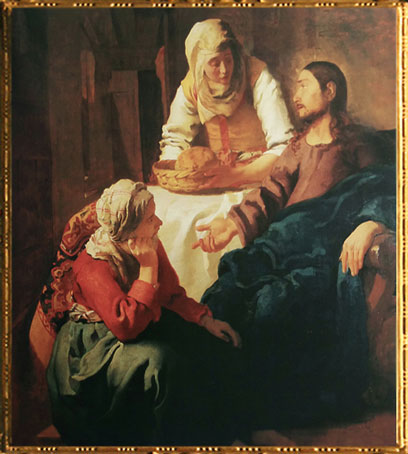 D'après Le Christ dans la Maison de Marthe et Marie, Johannes Vermeer, vers 1655, IVMeer, XVIIe siècle, peinture hollandaise. (Marsailly/Blogostelle)