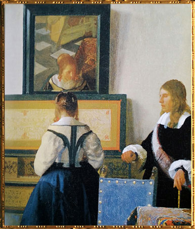 D'après la Dame au Virginal, détail, Johannes Vermeer, 1662-1664, IVMeer, leçon de Musique. (Marsailly/Blogostelle)