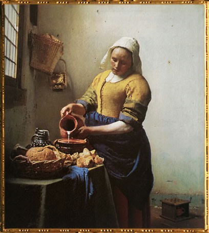 D'après La Laitière, Johannes Vermeer, 1658-1660, XVIIe siècle, peinture hollandaise. (Marsailly/Blogostelle)