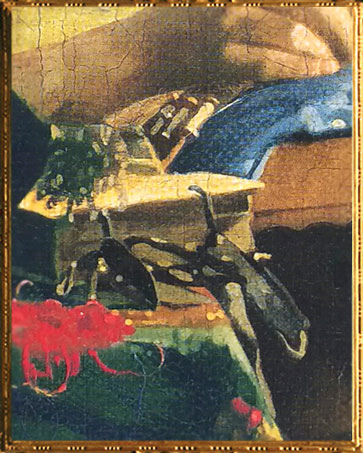 D'après La Dentellière, détail des touches, Johannes Vermeer, 1669-1670, IVMeer, XVIIe siècle, peinture hollandaise. (Marsailly/Blogostelle)
