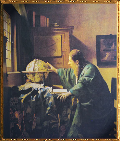 D'après L'Astronome Johannes Vermeer, 1668, signé IVMeer, XVIIe siècle, peinture hollandaise. (Marsailly/Blogostelle)
