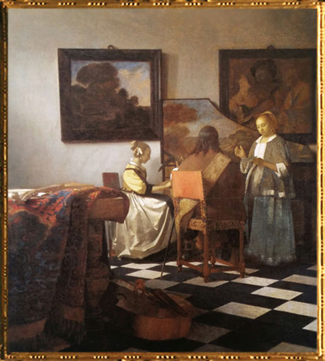 D'après Le Concert, Johannes Vermeer, 1665-1666, XVIIe siècle, peinture hollandaise. (Marsailly/Blogostelle)