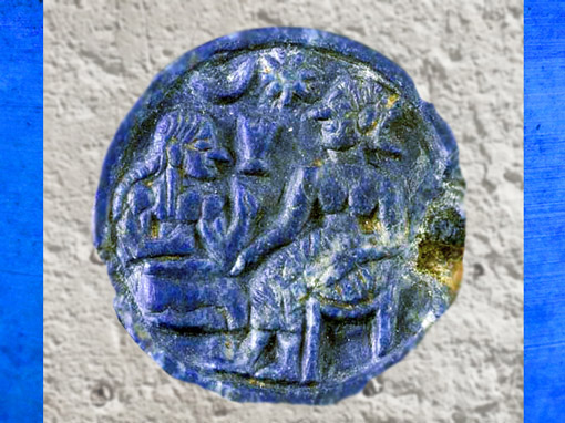 D’après un petit disque en lapis-lazuli, scènes galantes, vers 2500-2000 avjc, période trans-élamite, Iran du Sud-Est. (Marsailly/Blogostelle)
