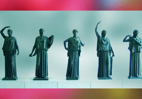 D’après les Danaïdes, statues en bronze, Villa des Papyrus, Herculanum, Ier siècle apjc (avant 79, Vésuve ), Naples, Art Romain. (Marsailly/Blogostelle)