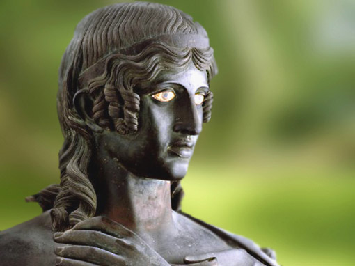 D’après le visage d'une Danaïde, statue en bronze, Villa des Papyrus, Herculanum, Ier siècle (avant 79, Vésuve ), Naples, Art Romain. (Marsailly/Blogostelle)