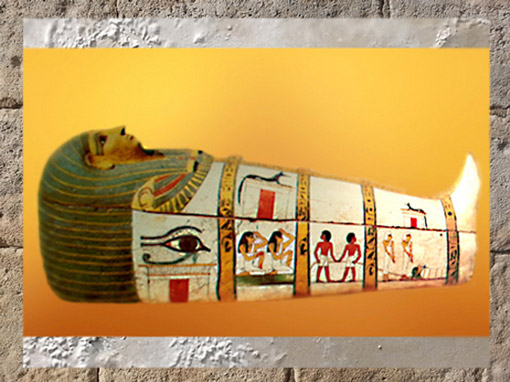 D’après le sarcophage de Dame Madja, bois peint, vers 1490-1470 avjc, Nouvel Empire, Egypte ancienne. (Marsailly/Blogostelle)