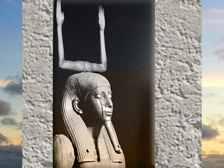 D'après le ka du souverain Hor, le double, hiéroglyphe bras levés, XIIe dynastie, tombeau du roi Hor, Dahchour, Moyen Empire, Égypte ancienne. (Marsailly/Blogostelle)