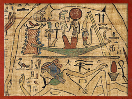 D'après Rê dans sa barque solaire, livre funéraire de Nespakachouty, comptable des greniers d'Amon, vers 1069 - 945 avjc, XXIe dynastie, Égypte ancienne. (Marsailly/Blogostelle)