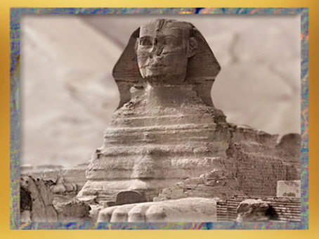D'après le sphinx de Gizeh, auprès de la pyramide de Khéphren, roi de la IVe dynastie sous l’Ancien Empire, Égypte Ancienne. (Marsailly/Blogostelle)
