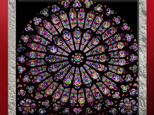 D'après la rosace Nord, Vierge à l'Enfant, Ancien Testament, Notre-Dame de Paris, 1163 -début XIVe siècle, art gothique, restauration XIXe siècle. (Marsailly/Blogostelle)