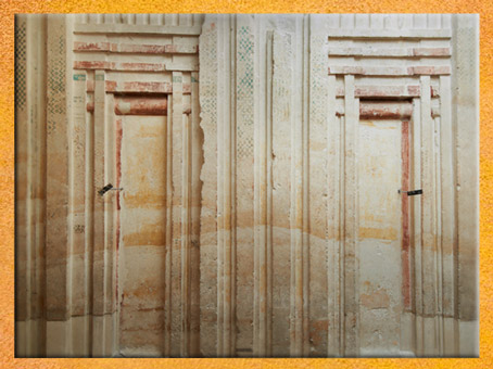 D’après le mastaba d'Akhethetep et de son fils Ptahhotep, fausse porte, vers 2400 avjc, Ve dynastie, Ancien Empire, Saqqara, Égypte Ancienne. (Marsailly/Blogostelle)