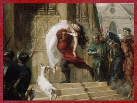 D'après le tableau Quasimodo sauve Esmeralda, d'Elisa Victorine Henry, détail, huile sur toile, 1832, XIXe siècle. (Marsailly/Blogostelle)