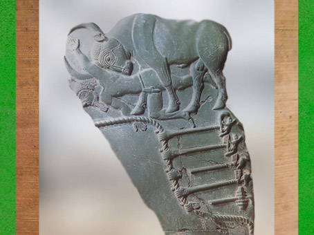 D'après une palette au taureau, schiste, vers 3400 avjc, période prédynastique, Abydos, Égypte Ancienne. (Marsailly/Blogostelle)