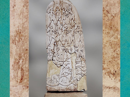 D'après le poignard de Gebel el-Arak, ivoire sculpté, 3300-3200 avjc, période prédynastique de Nagada, Égypte Ancienne. (Marsailly/Blogostelle)