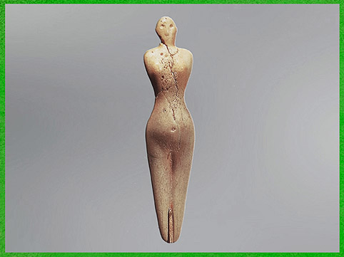 D'après une statuette féminine, os de crocodile, vers 4000-3400 avjc, période de Nagada, Égypte Ancienne. (Marsailly/Blogostelle)