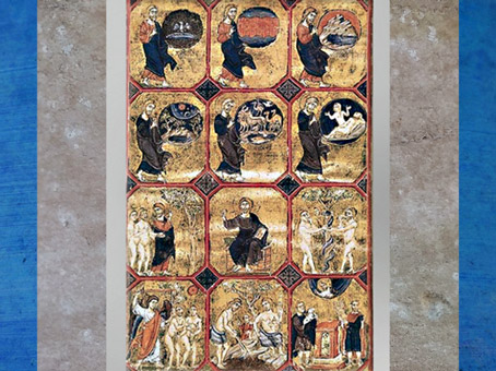 D’après la Genèse, bible réalisée en Terre sainte vers 1250-1254, à l'époque de Saint Louis, parchemin, Acre, XIIIe siècle, art médiéval. (Marsailly/Blogostelle)