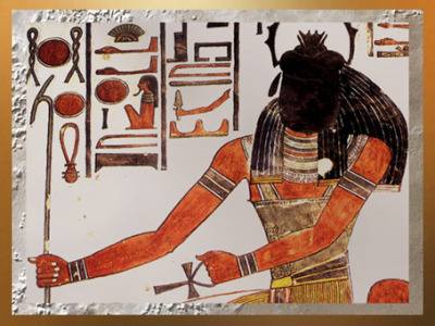 D’après Khépri, à tête de scarabée, le Soleil Levant, tombe de Nefertari, XIXe dynastie, Nouvel Empire, Égypte Ancienne. (Marsailly/Blogostelle)