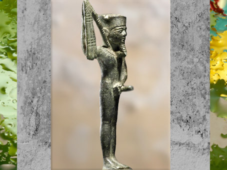 D'après le dieu Min, bronze, XVIe-XXXe dynastie, vers VIe-IVe siècle avjc, Basse époque, Égypte Ancienne. (Marsailly/Blogostelle)