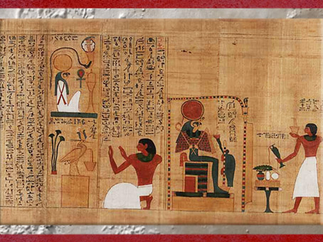 D’après les libations et encensement à Rê-Horakhty, papyrus d'Imenemsaouf, XXI-XXIIe dynastie, Troisième période intermédiaire, vers 1090 - 663 avjc, Égypte Ancienne. (Marsailly/Blogostelle)