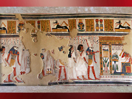 D'après Rê-Horakhty, les 4 fils d'Horus et Osiris, tombe civile, début XIXe dynastie, Thèbes, Nouvel Empire, Égypte Ancienne. (Marsailly/Blogostelle