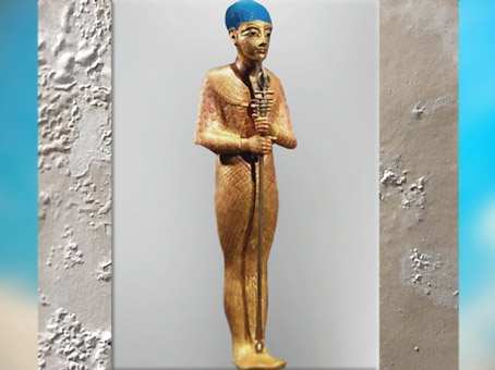 D’après le dieu Ptah, bois, or et pâte de verre, trésor de Toutânkhamon, XVIIIe dynastie, Nouvel Empire, Égypte Ancienne. (Marsailly/Blogostelle)  