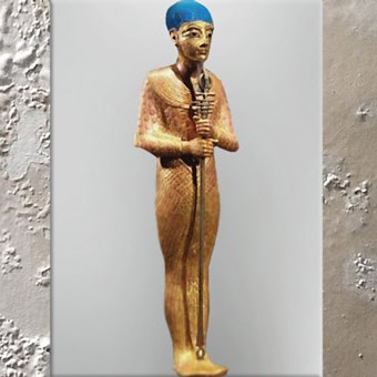 D’après le dieu Ptah, bois, or et pâte de verre, trésor de Toutânkhamon, XVIIIe dynastie, Nouvel Empire, Égypte Ancienne. (Marsailly/Blogostelle)  