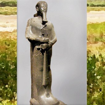 D’après le dieu Ptah et le sceptre Ouas-pilier Djed d’Osiris, XVIIIe dynastie, règne Aménophis III, Thèbes, Nouvel Empire, Égypte Ancienne. (Marsailly/Blogostelle)  