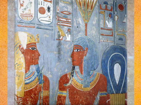 D'après Nefertoum coiffé du nénuphar-lotus, tombe de Horemheb, XVIIIe dynastie, Nouvel Empire, Thèbes, Égypte Ancienne. (Marsailly/Blogostelle)