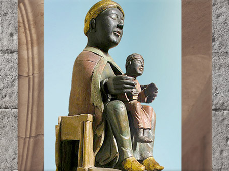 D'après une Vierge Noire à l'Enfant, Meymac, Corrèze, France, XIIe siècle, art médiéval. (Marsailly/Blogostelle)