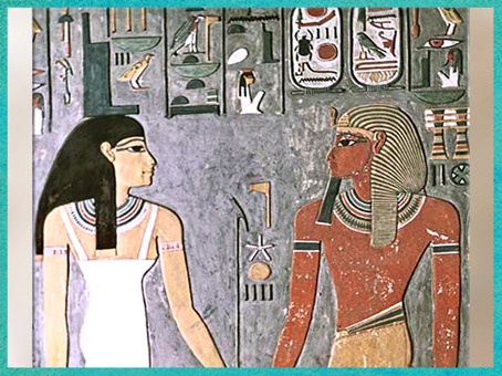 D'après la déesse Isis et Horemheb, XVIIIe dynastie, tombe de Horemheb, Thèbes, Nouvel Empire, Égypte Ancienne. (Marsailly/Blogostelle)