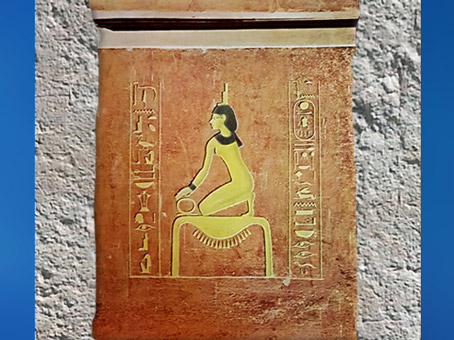 D'après la déesse Isis, le signe de l'or et l'anneau de l'infini, sarcophage d'Aménophis II, vallée des rois, Thèbes, Nouvel Empire, Égypte Ancienne. (Marsailly/Blogostelle)