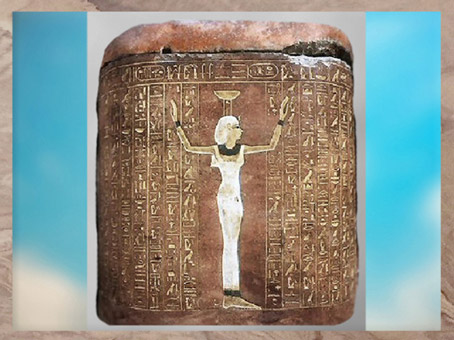 D'après Nephtys et sa coiffe en forme d'autel, tombe de Thoutmôsis IV, XVIIIe dynastie, vallée des Rois, tombe de Thoutmôsis IV, vallée des Rois, Thèbes, Égypte XVIIIe dynastie, Nouvel Empire. (Marsailly/Blogostelle)