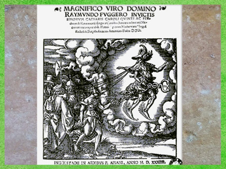 D'après Ogmios, Hercule celtique, dieu de l'éloquence, aux pieds ailés, P. Apianus & B. Amiantus, 1534 apjc, XVIe siècle. (Marsailly/Blogostelle)