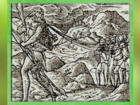 D'après Hercule-Ogmios, massue et chaînes, Emblemata d'Alciat, détail, 1531 apjc, XVIe siècle. (Marsailly/Blogostelle)