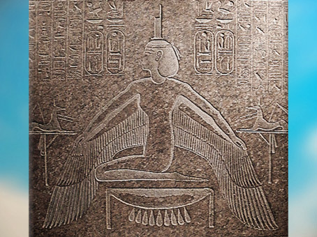 D'après la déesse Isis ailée, sarcophage de Ramsès III, Vallée des Rois, Thèbes, vers 1190 avjc, XXe dynastie, Nouvel Empire, Égypte Ancienne. (Marsailly/Blogostelle)