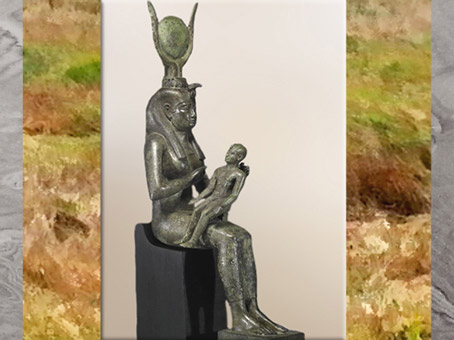 D’après la déesse Isis et Horus, bronze et incrustations d'argent, fin VIIIe siècle avjc, Troisième période intermédiaire, Égypte Ancienne. (Marsailly/Blogostelle)