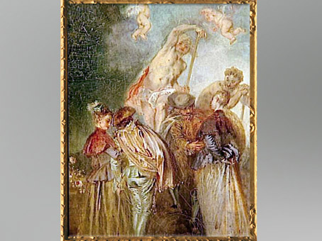D'après le nautonier, Pèlerinage à l'île de Cythère, Antoine Watteau, huile sur toile, 1717, XVIIIe siècle, période Rocaille. (Marsailly/Blogostelle)