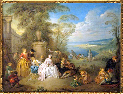 D’après La Fête galante, de Jean-Baptiste Pater, vers 1728, huile sur toile, XVIIIe siècle apjc, période Rocaille, France. (Marsailly/Blogostelle)