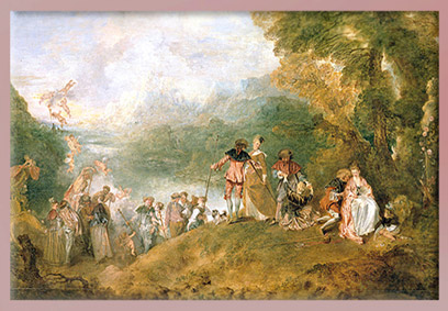 D'après Watteau, Cythère, sommaire. (Marsailly/Blogostelle)