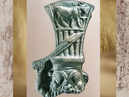 D'après le dieu Bès armé, satuette, terre cuite, Héracléion, fouilles sous-marines, Époque Ptolémaïque, Égypte ancienne. (Marsailly/Blogostelle)