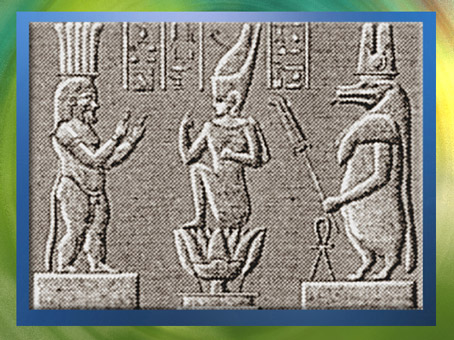 D’après le duo Bès et Thouéris, qui protège la naissance du jeune roi, frise sculptée, Dendérah, Époque Ptolémaïque, Égypte Ancienne. (Marsailly/Blogostelle)