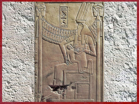 D’après la déesse Renenoutet allaitant Nepri, tombe de Khâemhat, chargé des greniers, Nouvel Empire, Thèbes, Égypte Ancienne. (Marsailly/Blogostelle)