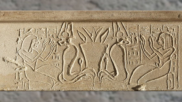 D'après Rénénoutet -thermouthis adorée par Hornefer et Nebdjefaou,linteau ,Deir el-Médineh, Égypte Ancienne. (Marsailly/Blogostelle)