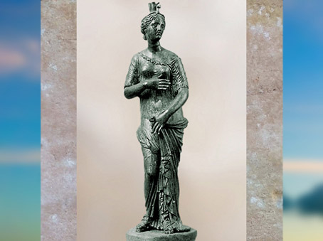 D'après la déesse Isis-Aphrodite, statuette en bronze, Tartous, Syrie, époque Romaine. (Marsailly/Blogostelle)