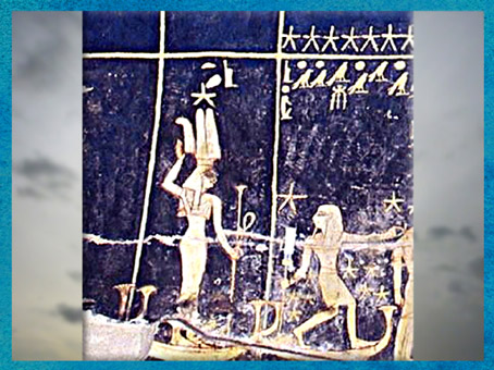 D’après la déesse Sothis-Sopdet-Isis, accompagnée d’une étoile, tombe de Sethi Ier, détail du plafond, vers 1300 avjc, Thèbes, Vallée des Rois, XIXe dynastie, Nouvel Empire, Égypte Ancienne. (Marsailly/Blogostelle)