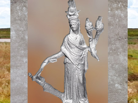 D'après la déesse Isis-Tyché, coiffe égyptienne, gouvernail et corne abondance, figurine en bronze, IIe siècle, Chypre, époque Romaine. (Marsailly/Blogostelle)