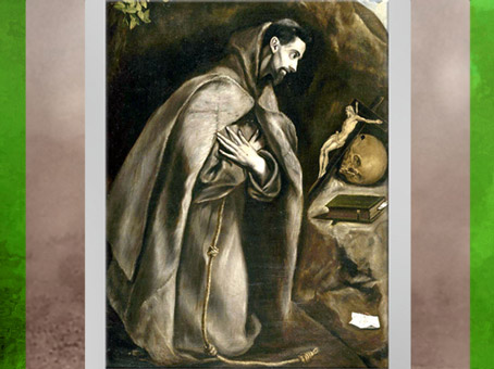 D’après François d'Assise en prière dans une grotte, Le Greco, 1595-1605, huile sur toile, École espagnole, XVIe siècle. (Marsailly/Blogostelle)