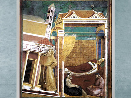 D'après Le songe d'Innocent III, François et l'église du Latran, Giotto Di Bondone, 1295 apjc église supérieure de San Francesco d'Assise, Ombrie, période médiévale. (Marsailly/Blogostelle)