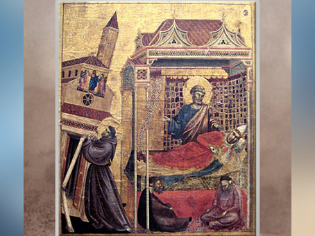 D’après Le Songe d'Innocent III, prédelle de saint François aux stigmates, de Giotto Di Bondone, vers 1295 - 1300, période médiévale. (Marsailly/Blogostelle)